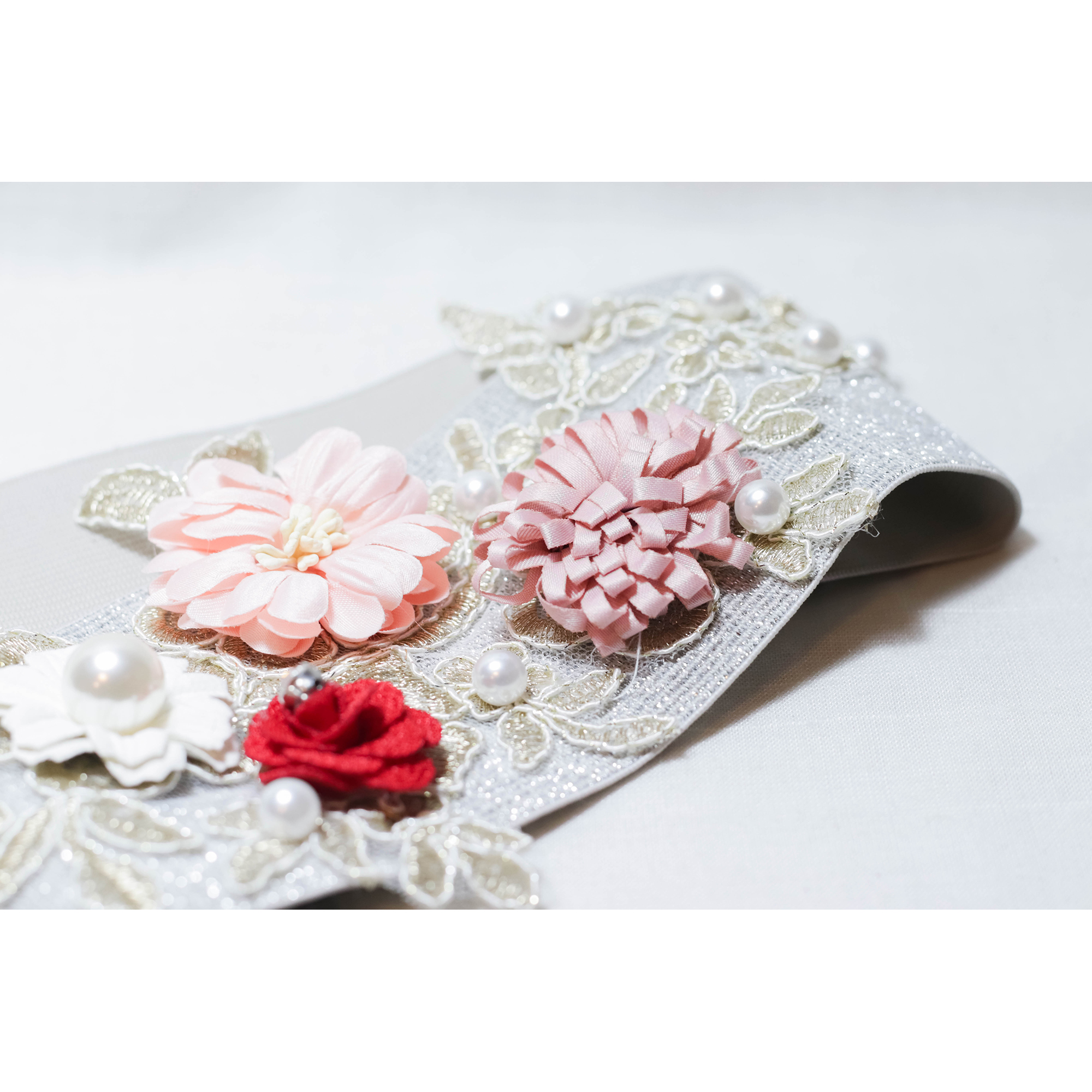 เข็มขัดเอวสูงลายลูกไม้ เข็มขัดดอกไม้