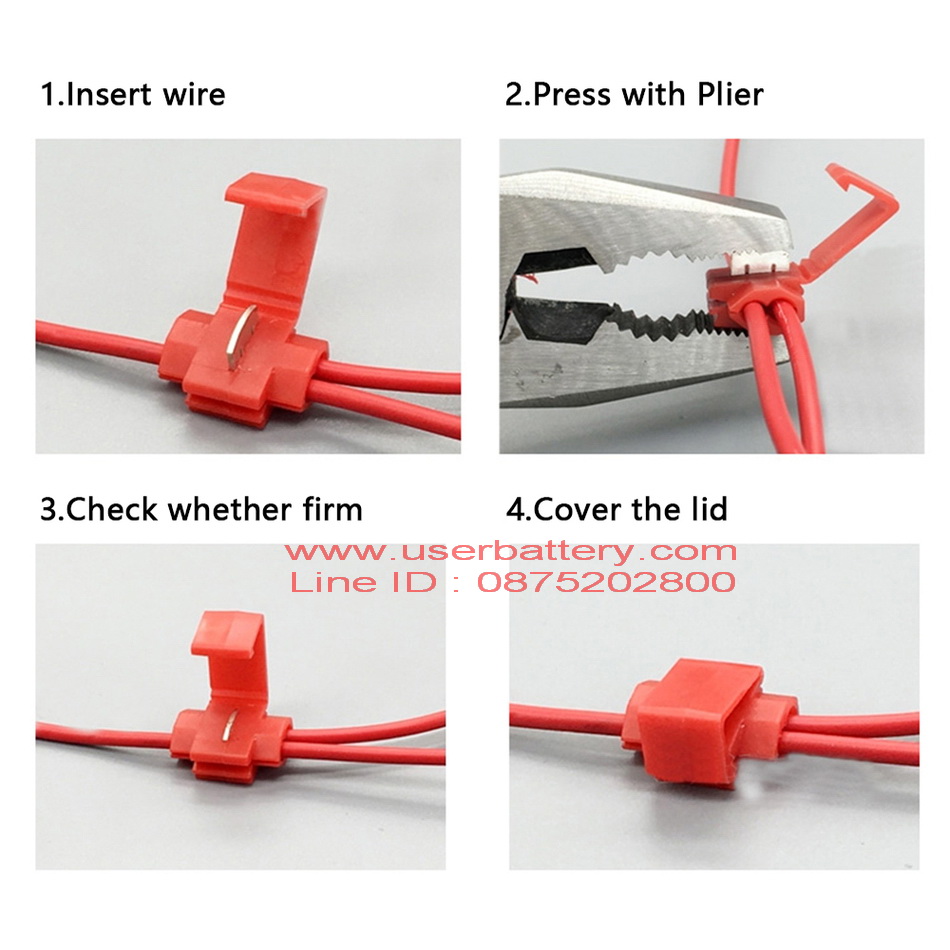 ( 14 ชิ้น ) ตลับต่อสายไฟรถยนต์ ( สีแดง ) 0.5-1.0 Sq.mm. 22-18 AWG 10A.