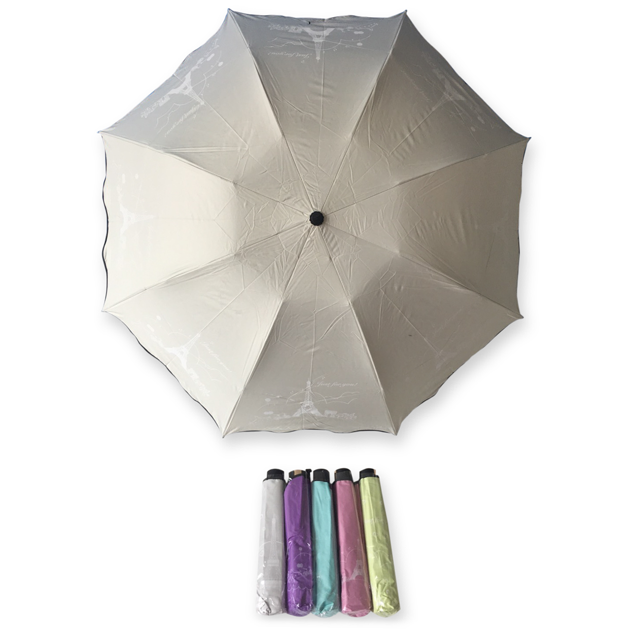 ร่มโค้งแฟชั่น24นิ้วยูวีสีดำ รหัส 1617-1