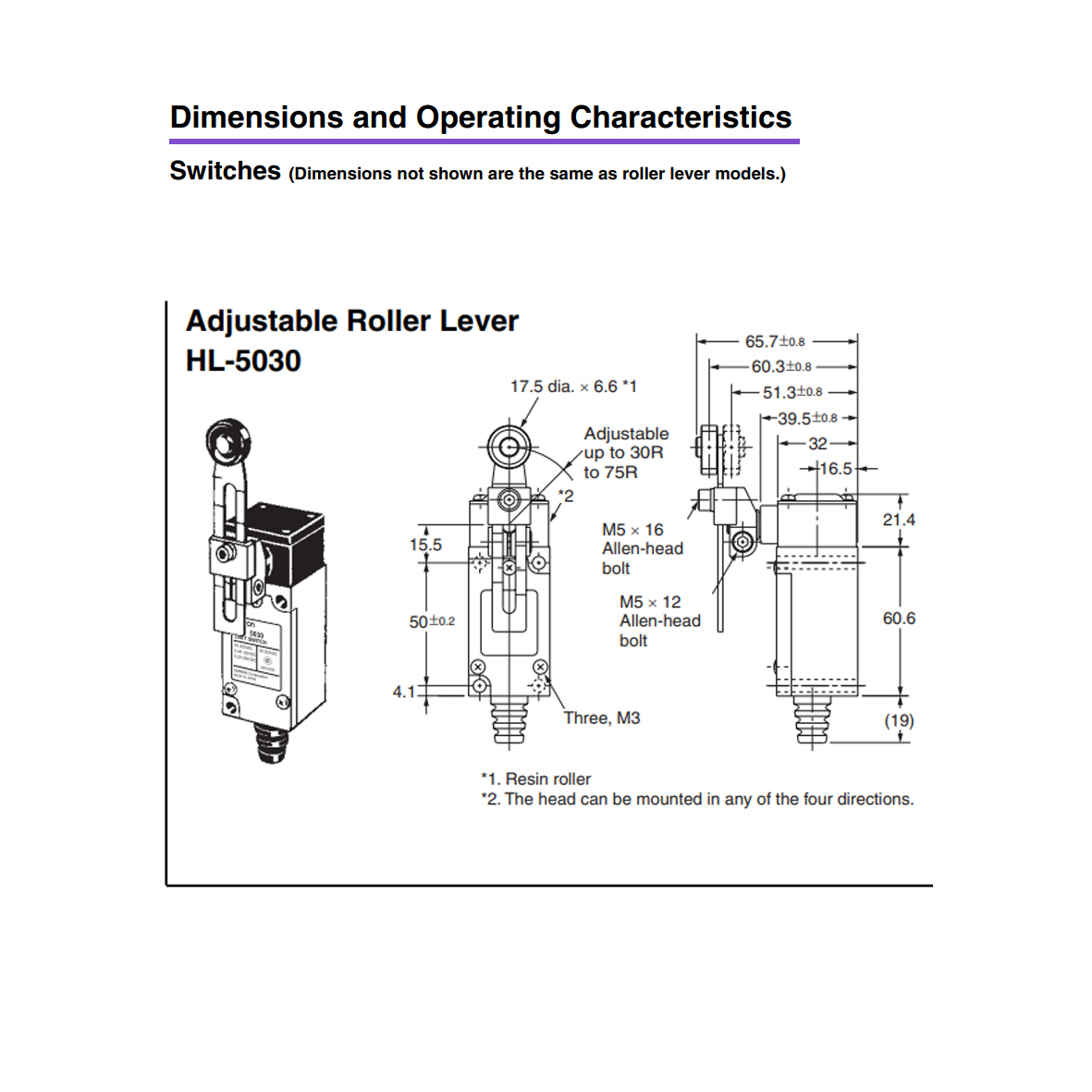 Omron Limit Switch HL-5030