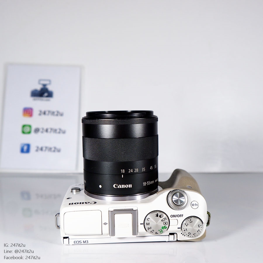 ขายกล้อง Canon EOS M3 + เลนส์18-55mm f3.5-5.6 is STM สีขาว