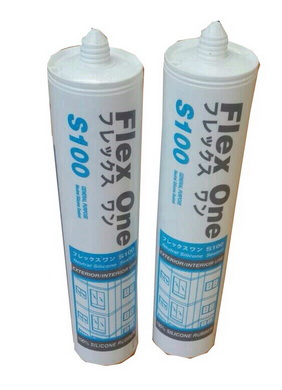 ซิลิโคน Flex-1 S-100 สี ใส ไร้กรด 100% silicone sealant waterprofing 25 หลอด / ลัง