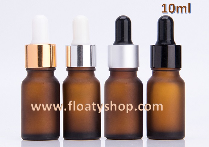 10ml ขวดแก้วดรอปเปอร์ สีชาขุ่น