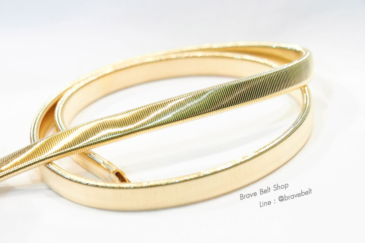 เข็มขัดแฟชั่นรูปโบว์ สายสปริงสีทองสวย