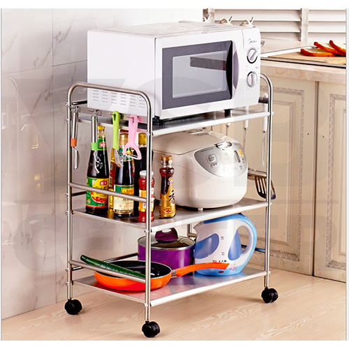 ชั้นวางของสแตนเลส 304 อเนกประสงค์ในครัว แบบมีล้อ 3 ชั้น รุ่น CB0039-SUS304-L358S