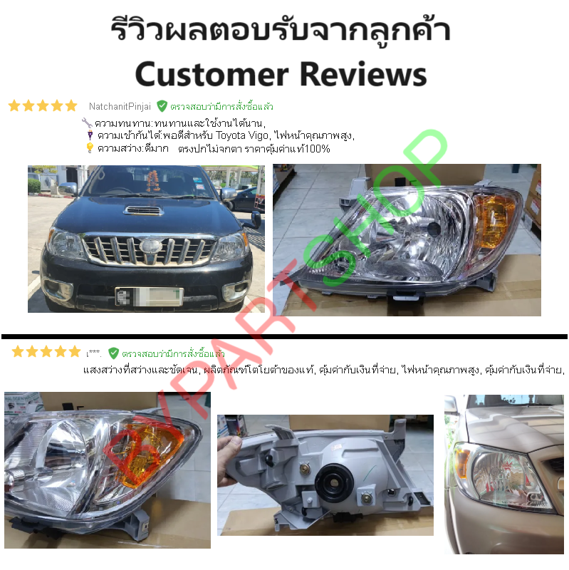 ไฟหน้า TOYOTA VIGO(วีโก้) มุมส้ม โฉมแรก ปี2004-2007 (งานแท้ TYC) -ราคาต่อดวง-