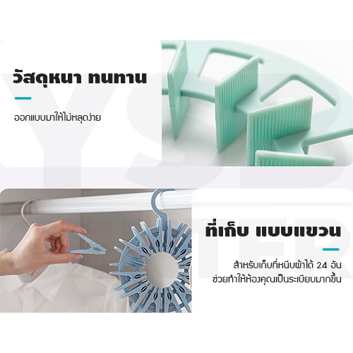 คลิปหนีบผ้า ตัวหนีบผ้า คลิปหนีบพลาสติก พร้อมที่แขวนเก็บ (แพ็ค 24ตัว)