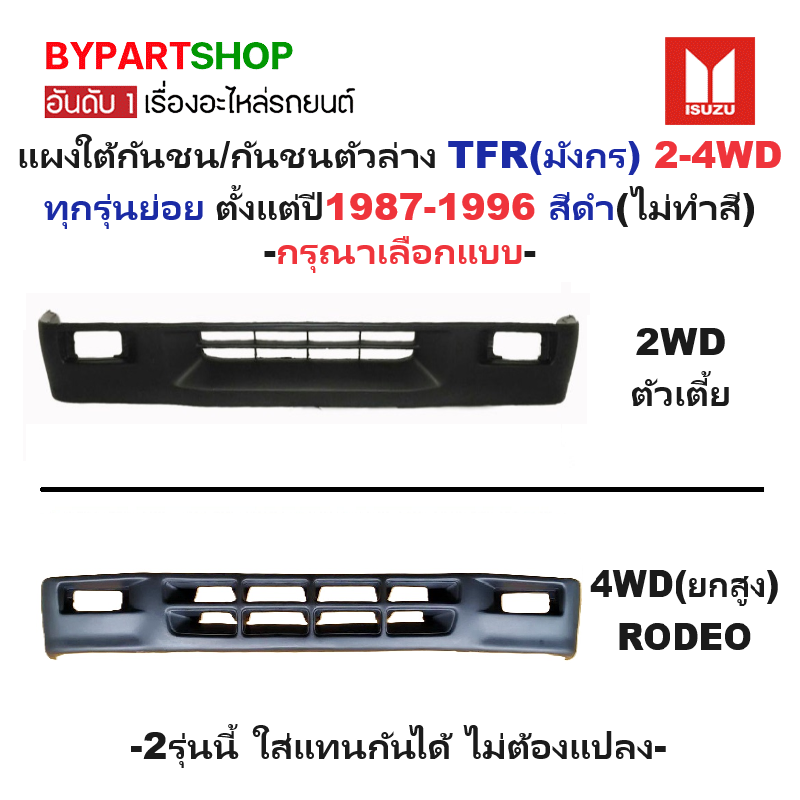 แผงใต้กันชนหน้า/กันชนตัวล่าง ISUZU TFR(มังกร) 2WD/4WD ทุกรุ่น ปี1987-1996 สีดำ(ไม่ทำสี) -กรุณาเลือกแบบ-