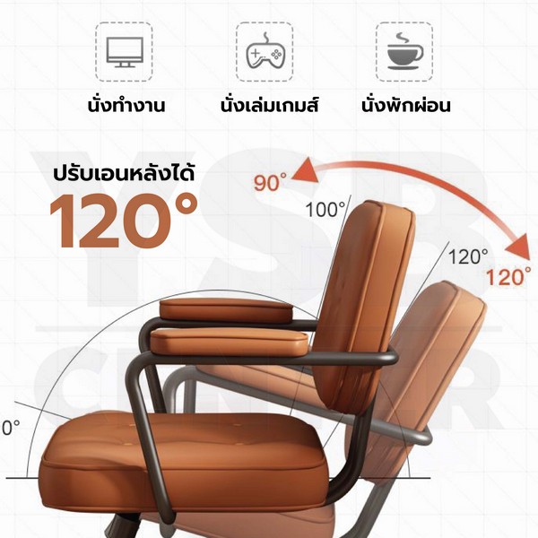 เก้าอี้ทำงาน เบาะหนัง ปรับระดับ หมุนได้ นั่งสบาย มีล้อ แข็งแรง YL0281 - YL0283