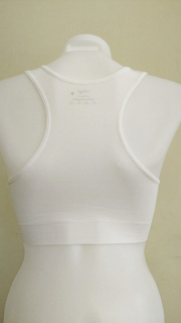 บราสวมสบาย Sport bra สปอร์ตบรา หลังกล้าม T สีขาว S/M/L