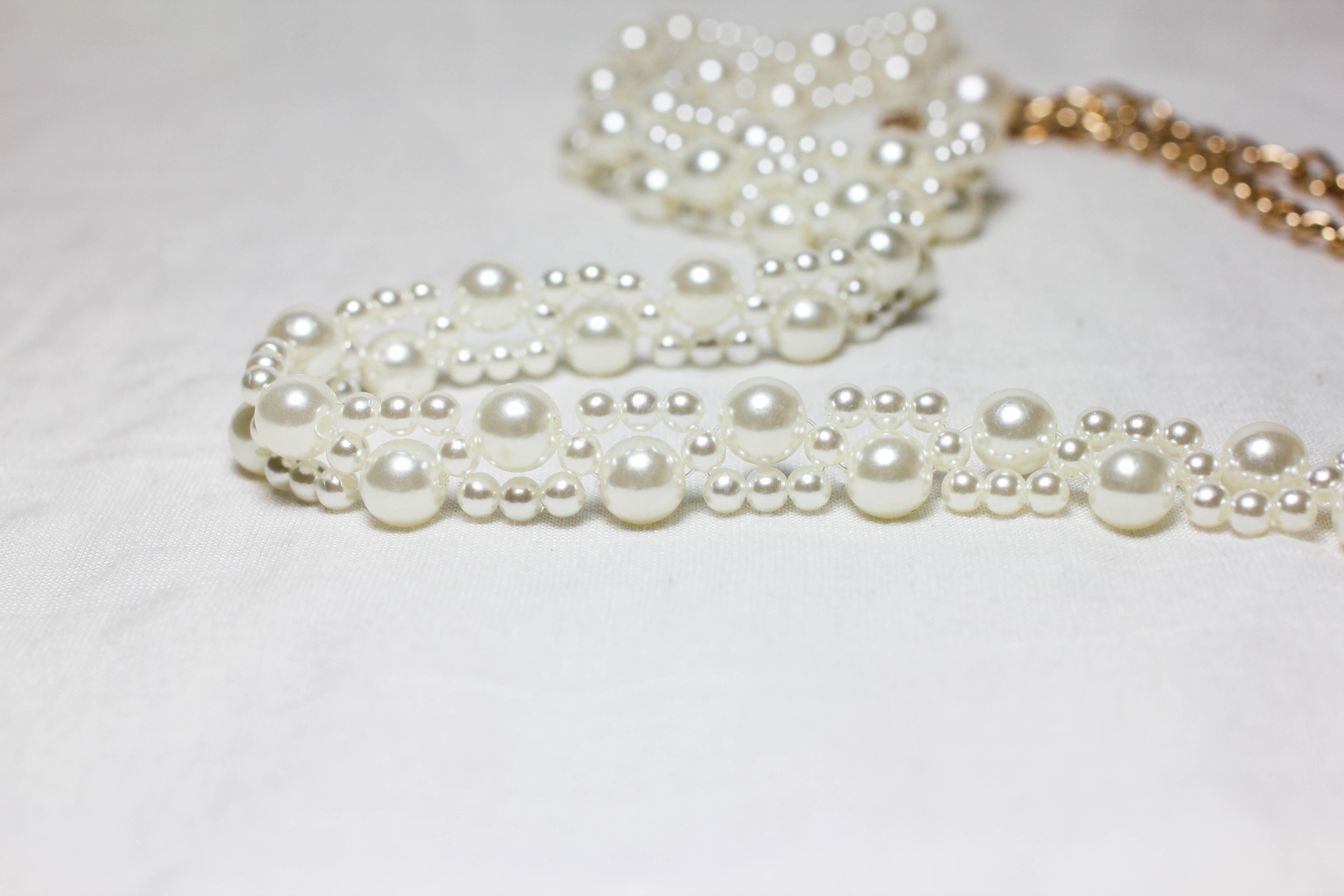 เข็มขัดไข่มุกแนวเชือก ปลายสายโซ่ตะขอคล้อง