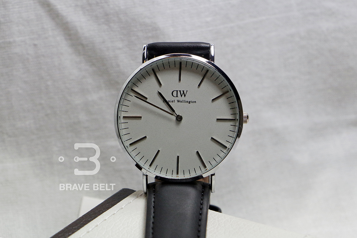 นาฬิกาวินเทจ Daniel Wellington Classic สายหนังสีดำ เกรดพรีเมี่ยม ขอบเงิน
