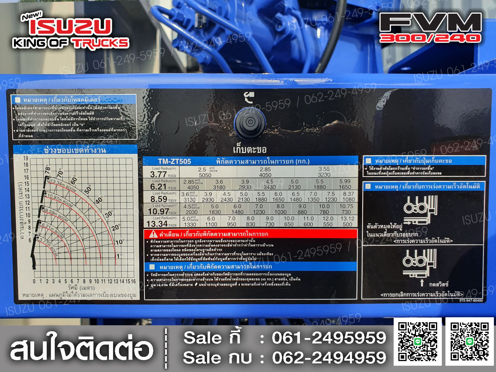 ISUZU FVM240 กระบะเหล็กติดเครน5ตัน TADANO CRANE