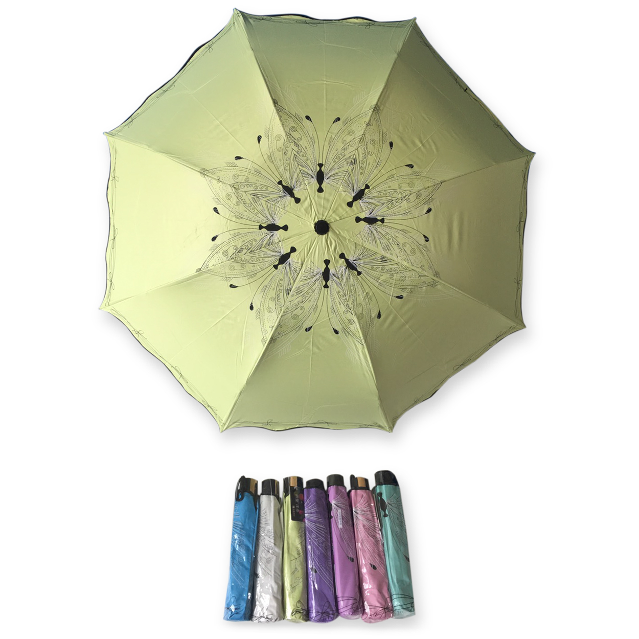 ร่ม4ตอน8ก้าน24นิ้วยูวีสีดำ รหัส 1637