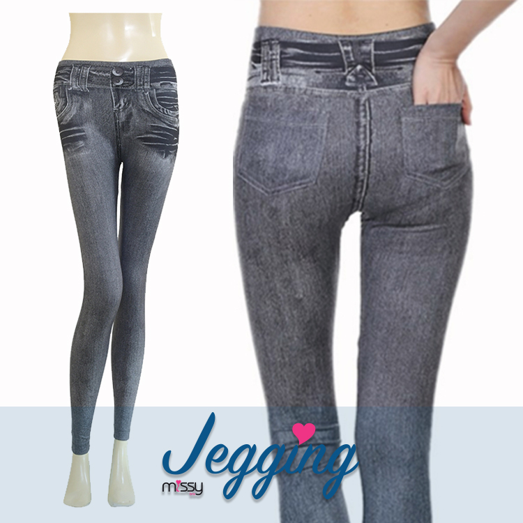 กางเกง ยีนส์สีเทาดำ เลคกิ้งยีนส์ Jegging