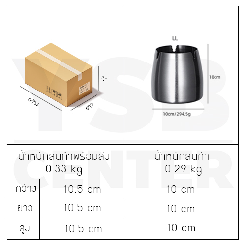 ที่เขี่ยบุหรี่ ที่วางบุหรี่ ที่เขี่ยบุหรี่สแตนเลส 410 ป้องกันลม แข็งแรง ทนทาน สีดำ C3M029 - C3M031