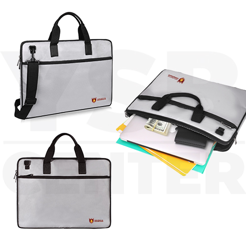 กระเป๋า กระเป๋าเก็บเอกสาร ทนไฟ กันน้ำ มีซิปล็อค พร้อมหูจับ สําหรับเก็บเอกสาร สีเทา รุ่น J2L003-40.5X30.5X2-SB