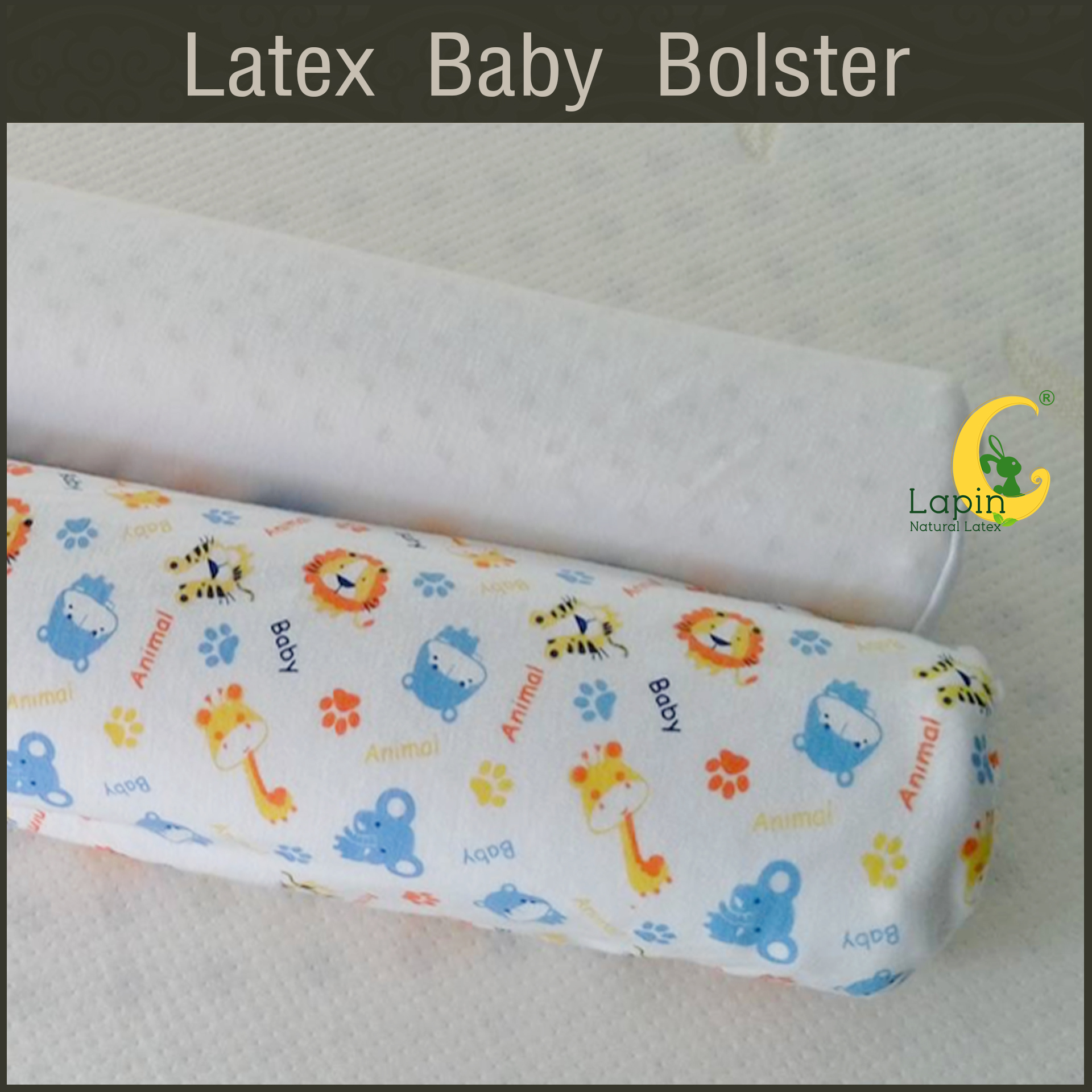 หมอนข้างยางพาราสำหรับเด็กทารก พร้อมปลอก (ลายสัตว์น่ารัก)