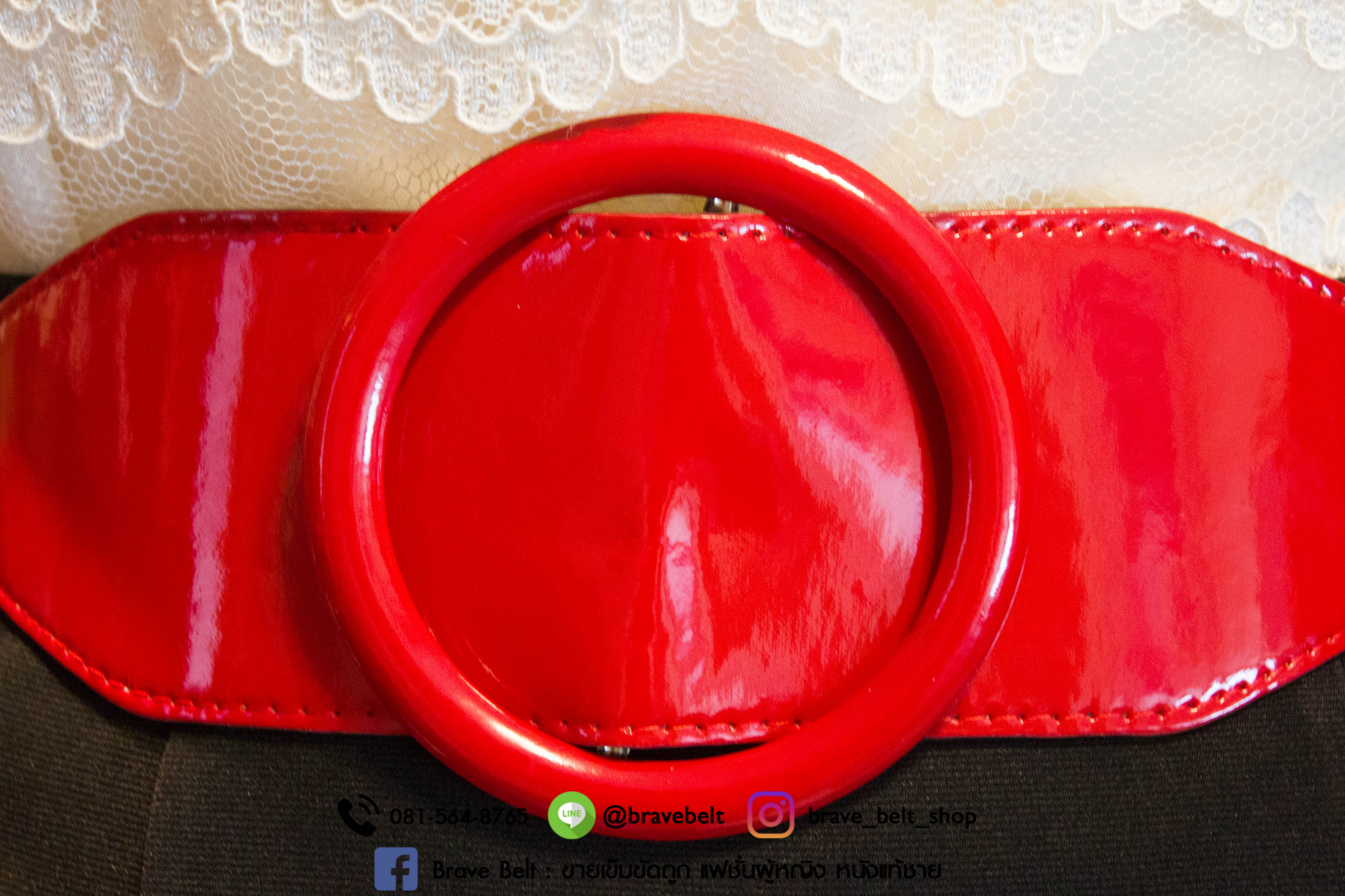 เข็มขัดยางยืดสีสด สีแดงสวยน่าใช้ ยืดได้พอดีเอว