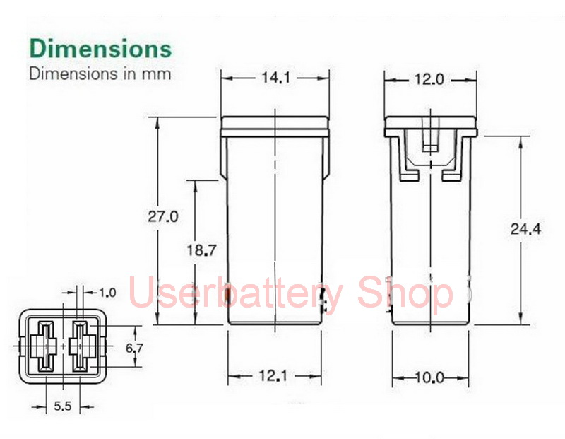 2 ชิ้น 25 แอมป์ ฟิวส์เมนรถยนต์ MAIN FUSE TOYOTA VIOS วีออส ตัวเมีย ทรงยาว 27 มิล สีขาว White