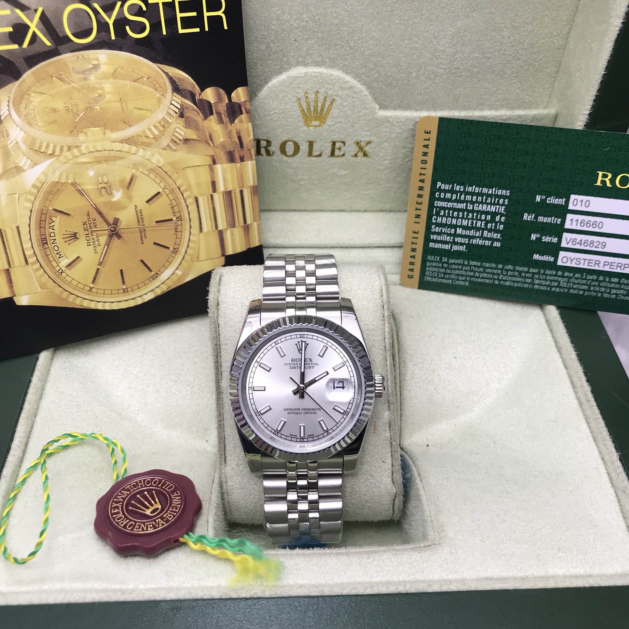 นาฬิกา Rolex รุ่น DateJust สีเงิน สาย Stainless 5 ข้อ งาน Mirror Swiss หน้าเทา