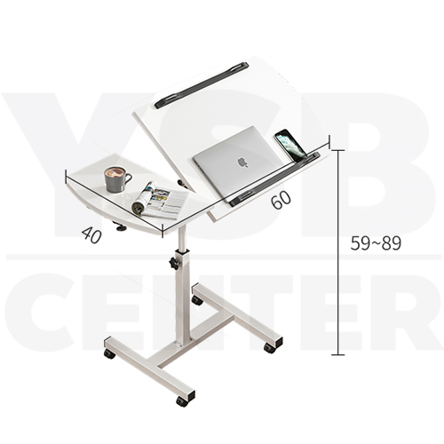 โต๊ะคอมพิวเตอร์ โต๊ะอ่านหนังสือ อเนกประสงค์ แบบท่อเหลี่ยม สอดใต้เตียง ปรับระดับ+ล้อเลื่อน 60X40 cm.
