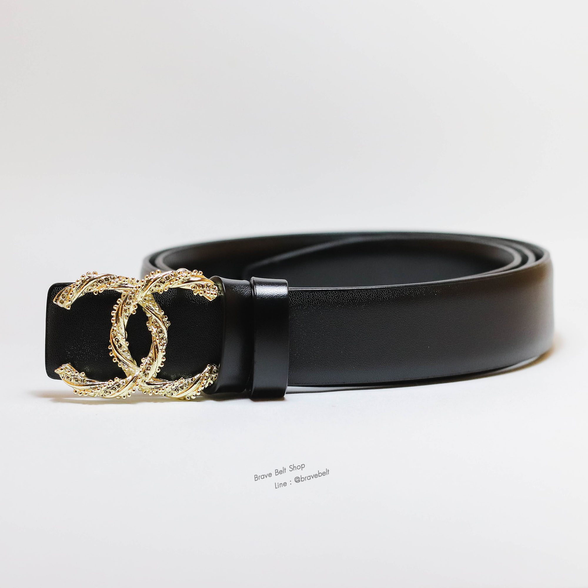 เข็มขัด chanel หนังแท้ผู้หญิงสีดำที่สวยมาก เหมาะกับใส่กับกางเกง