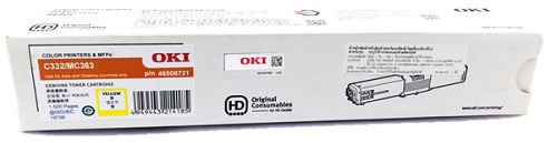 ตลับหมึกโทนเนอร์ สีเหลือง OKI 46508721 TN C332-Y