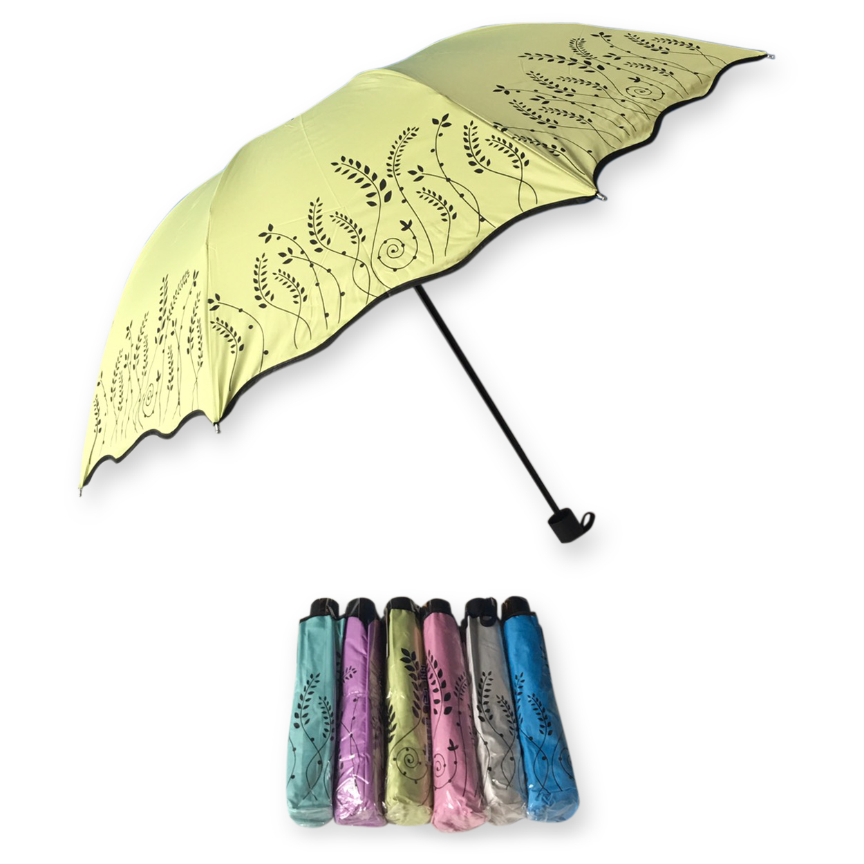 ร่มโค้งแฟชั่น24นิ้วยูวีสีดำ รหัส 1638