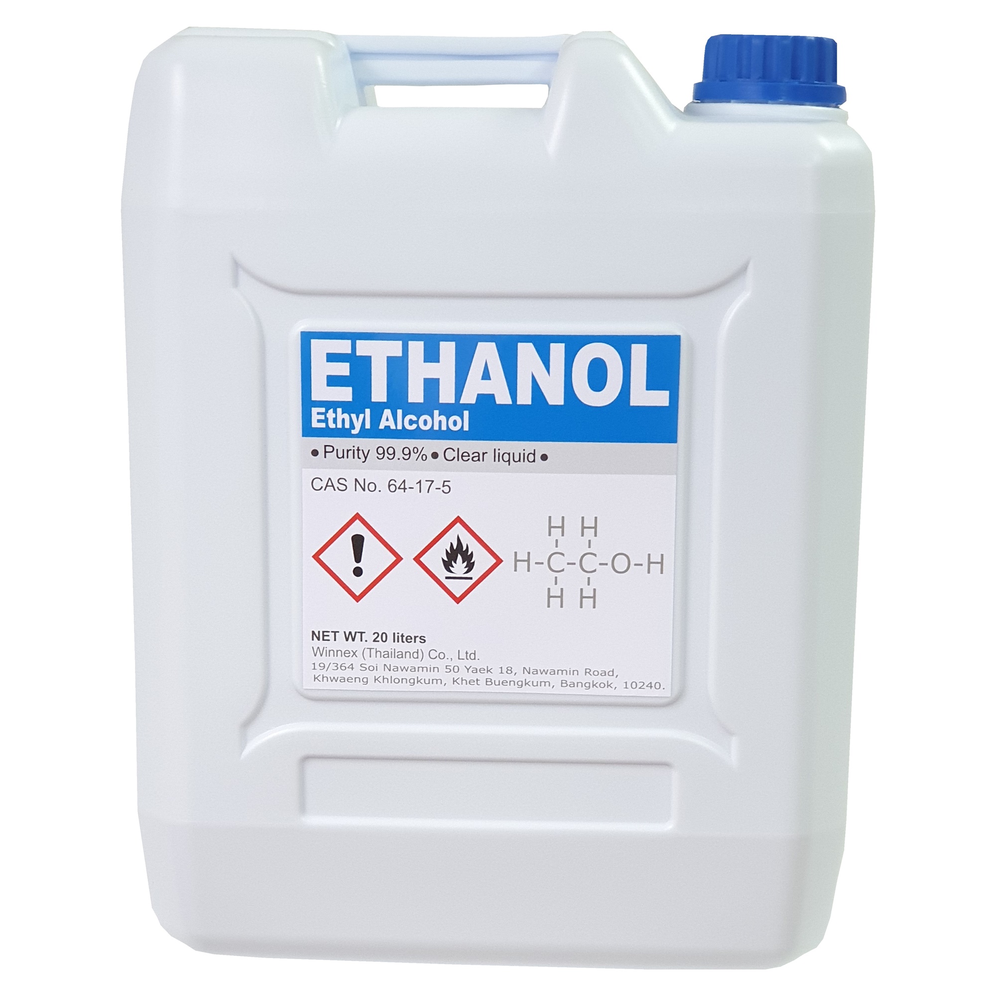 Ethanol 99.9% หรือ Ethyl Alcohol 99.9% 20 Liters (ไม่มีสี clear liquid )