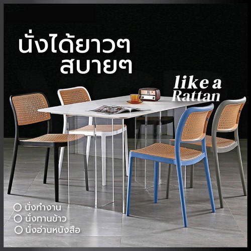 เก้าอี้พลาสติก เก้าอี้หวาย หวายเทียม เก้าอี้ร้านกาแฟ ร้านอาหาร สไตล์โมเดิร์น