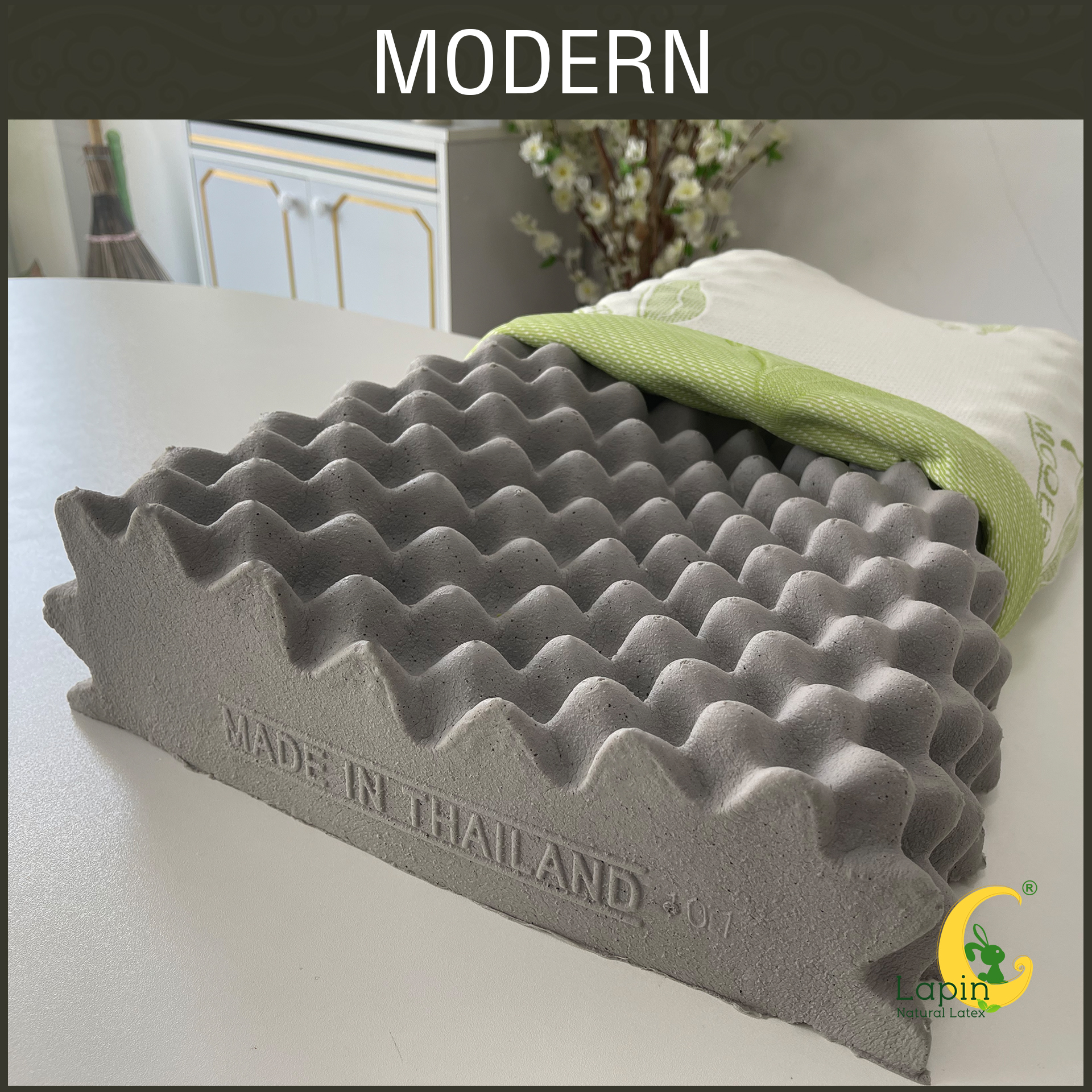 หมอนยางพารารุ่น Modern Latex Pillows รุ่น คอนทัวร์น็อบบี้ 1แถม1 by LAPIN