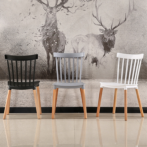 เก้าอี้พลาสติก เก้าอี้ขาไม้บีช เก้าอี้ทานอาหาร เก้าอี้ร้านกาแฟสไตล์โมเดิร์น เก้าอี้โครงขาไม้ที่นั่งพลาสติกเกรด PP รุ่น F177 - F183