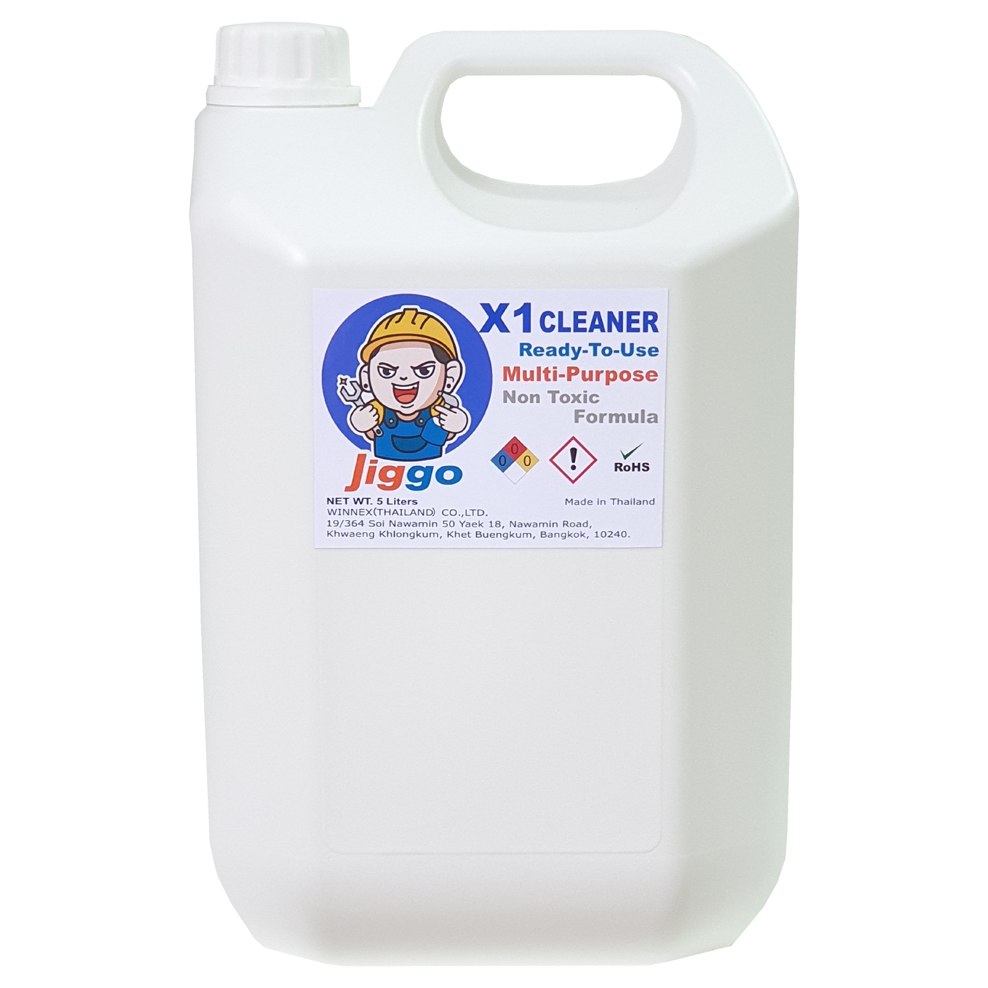 Jiggo X1 Cleaner (5 Liters) น้ำยาล้างเครื่อง น้ำยาเซียงกง สำหรับงานล้างน้ำมัน-จาระบี-เขม่า-เครื่องยนต์-เครื่องจักร-ชิ้นงาน-โช๊ค-โซ่ งานเปื้อนหนักๆ"