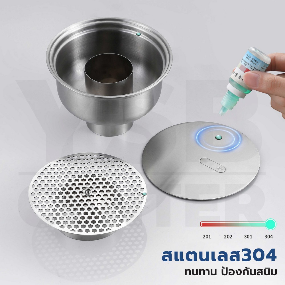 ตะแกรงระบายน้ำ ถ้วยดักกลิ่น ดักเศษขยะ สแตนเลส 304 CM0154 - CM0156
