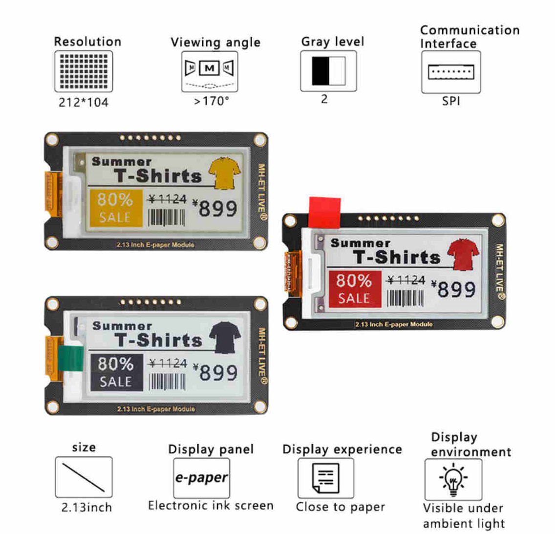 จอ LCD E-Ink E-Paper ขนาด 2.13"