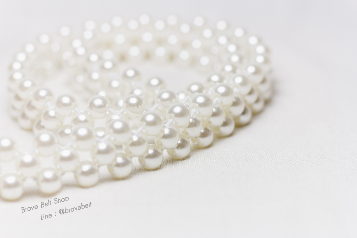 เข็มขัดไข่มุกเส้นเล็ก สวยน่ารัก รูปหัวใจน่ารัก