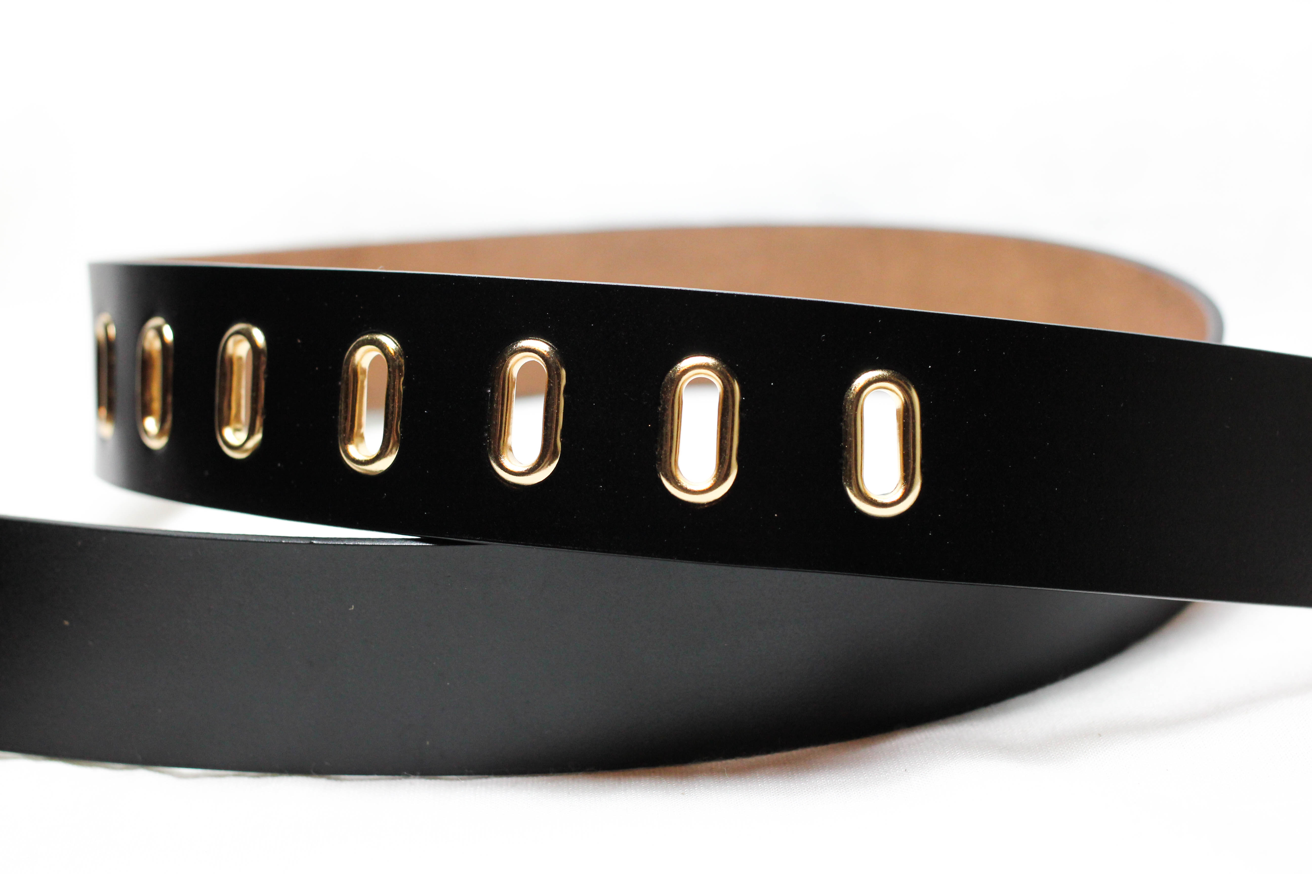 เข็มขัดแฟชั่นผู้ชายผู้หญิง สูง 3 ซม หัวทองเงา