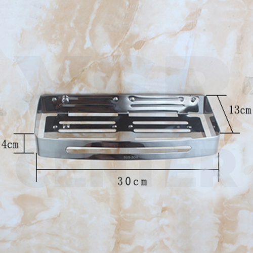 ชั้นวางของสแตนเลส304 อเนกประสงค์ในห้องน้ำ 1ชั้น สี่เหลี่ยม ติดผนัง รุ่น C1L027-SUS304-CS01