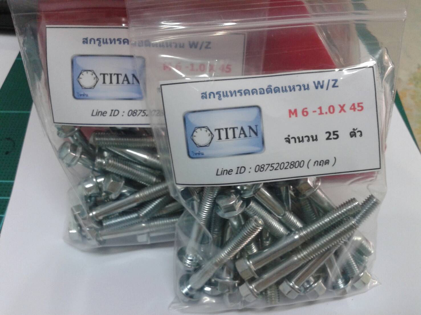 สกรูแทรค คอติดแหวน M 6-1.0 - ชุปขาว ( HEX HEAD FLANGE BOLT )