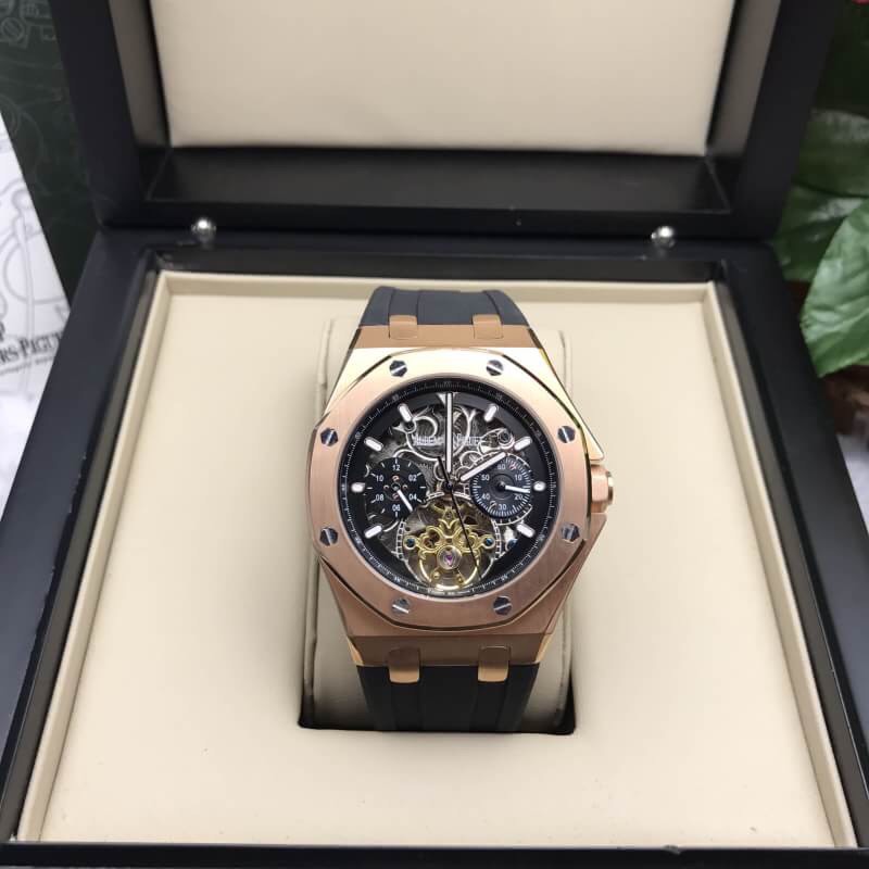 นาฬิกา Audemars Piguet Royal Oak Offshore หน้าปัด Pink gold สายซิลิโคนแท้