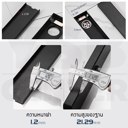 รางระบายน้ำ สแตนเลส304 กันกลิ่นกันแมลง 2in1 ปูกระเบื้องบนฝาท่อได้ (60cm) CL0191 - CL0196