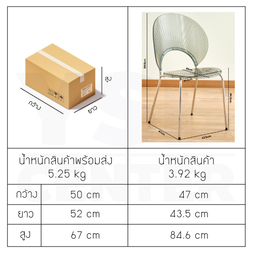 เก้าอี้อะคริลิค ดีไซน์ ประณีต แข็งแรง ทนทาน ลายเปลือกหอย F1C086 - F1C094
