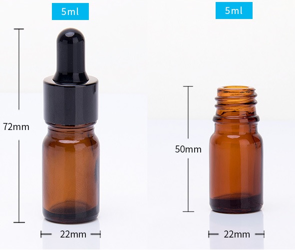 5ml ขวดแก้วสีชาใส ดรอปเปอร์