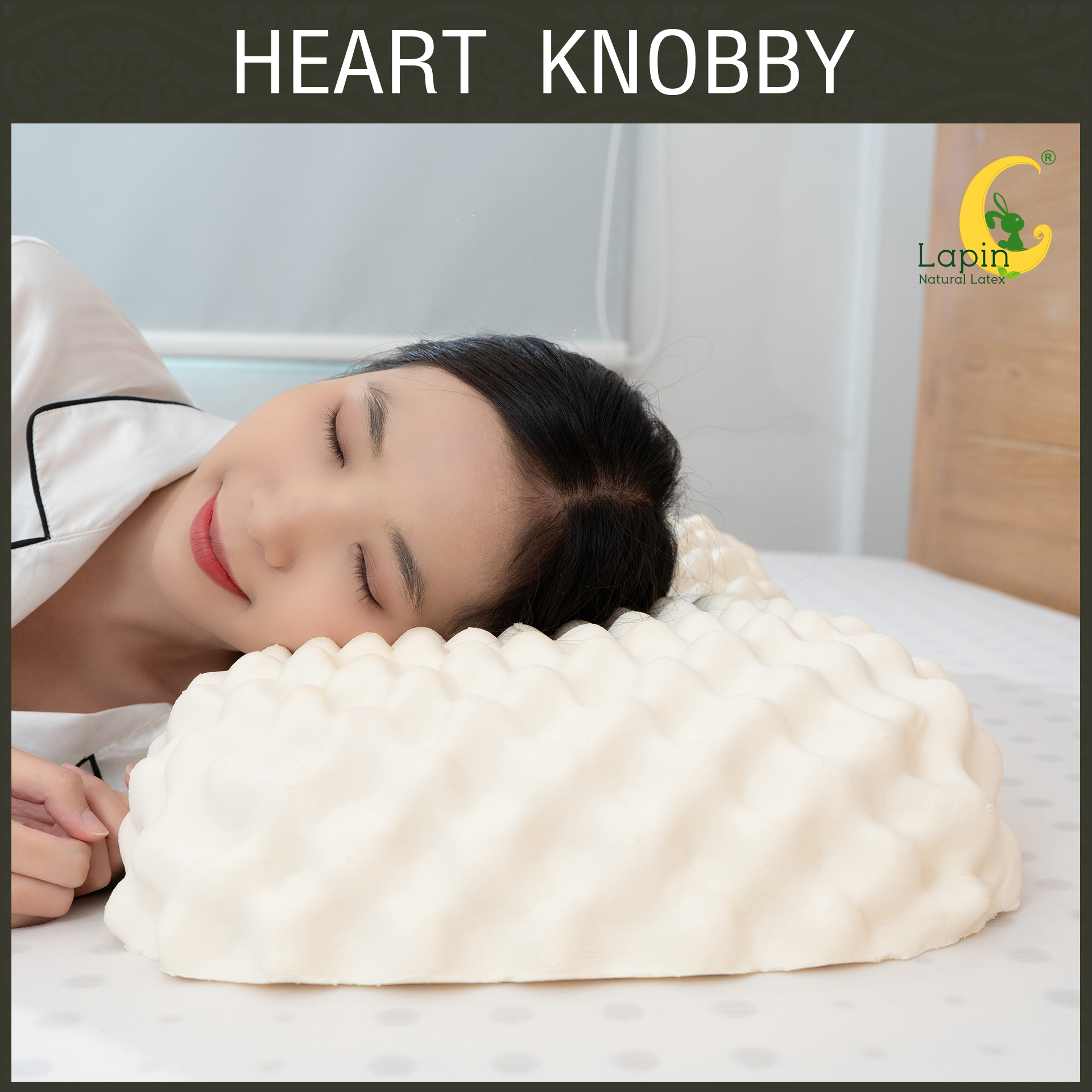 หมอนยางพาราแท้ 100% (LAPIN) รุ่น ฮาร์ท น็อบบี้ (HK)