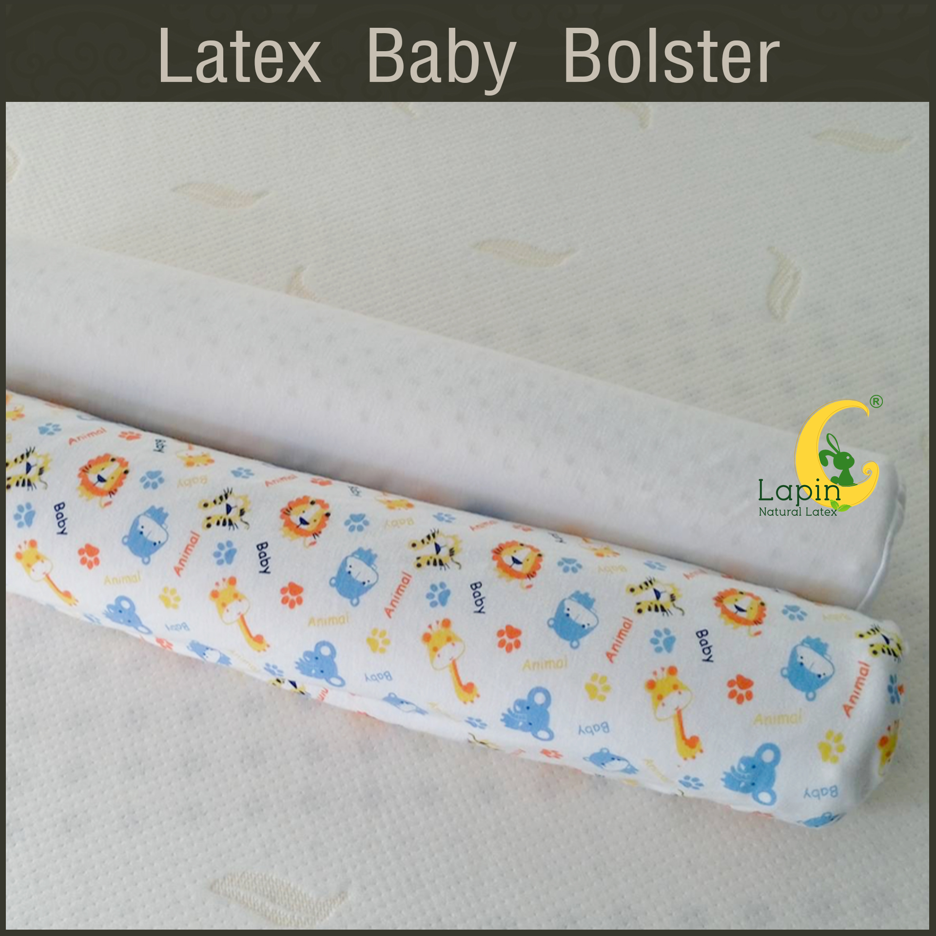 หมอนข้างยางพาราสำหรับเด็กทารก พร้อมปลอก (ลายสัตว์น่ารัก)