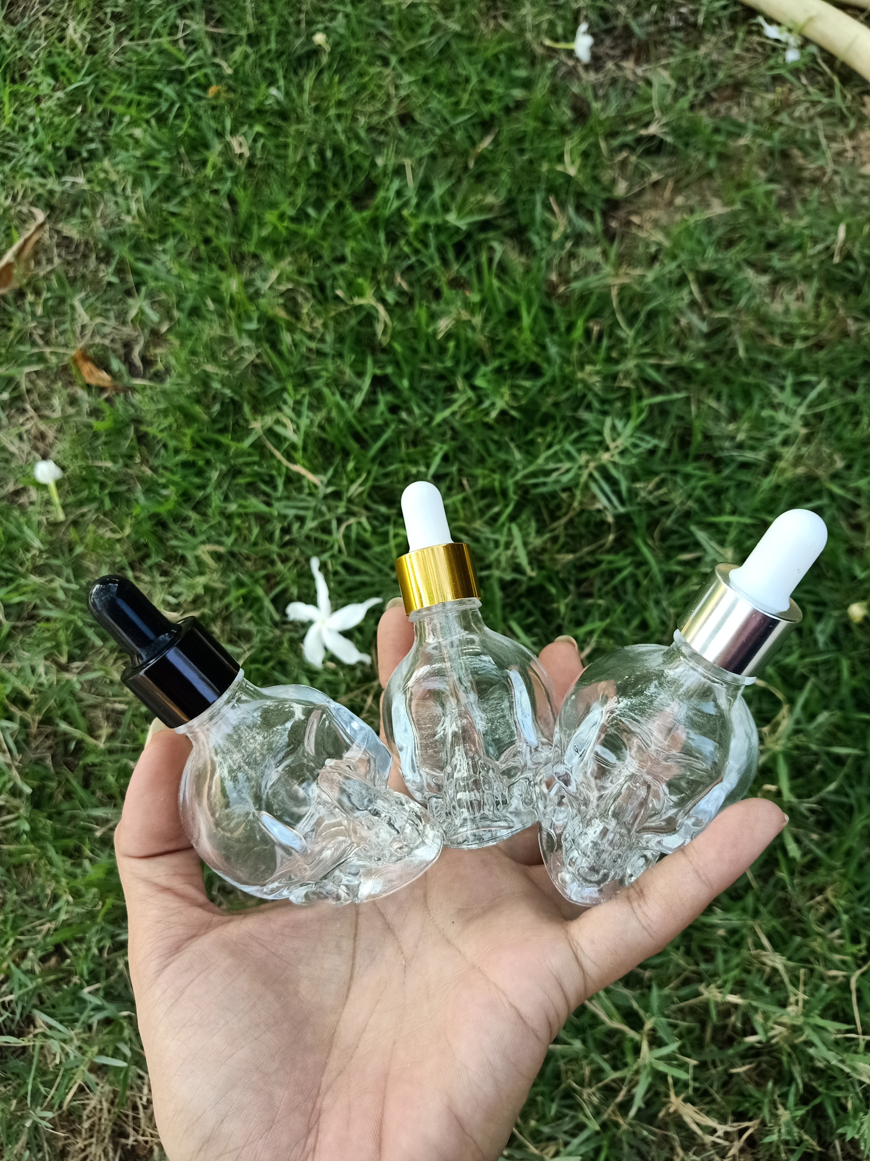 30ml ขวดแก้ว หัวกะโหลกใส