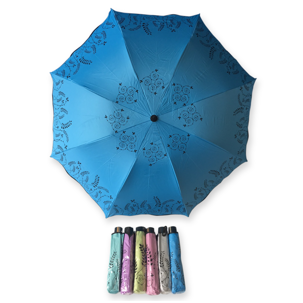 ร่มโค้งแฟชั่น24นิ้วยูวีสีดำ รหัส 1638