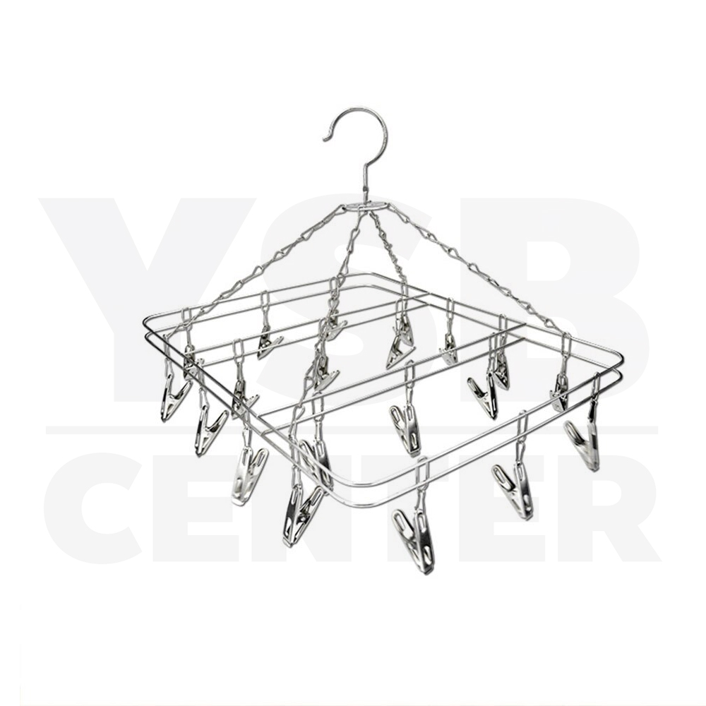 ห่วงตากผ้า ห่วงหนีบผ้า ห่วงตากผ้าสแตนเลส ห่วงตากผ้าสี่เหลี่ยม อุปกรณ์ตากผ้า(ตัวหนีบ 20ตัว)รุ่น CB0109-CSP-20