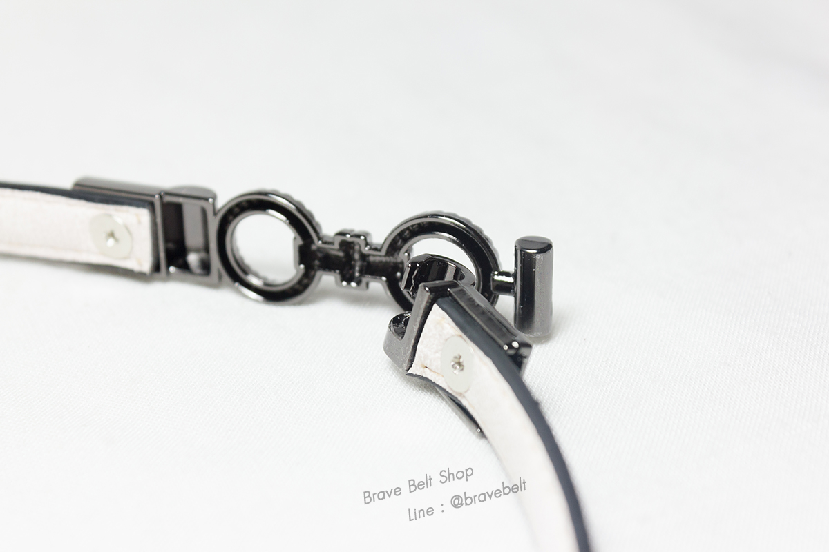 เข็มขัดปรับสายได้ หนังหยาบสวย หัวกลมไขว้